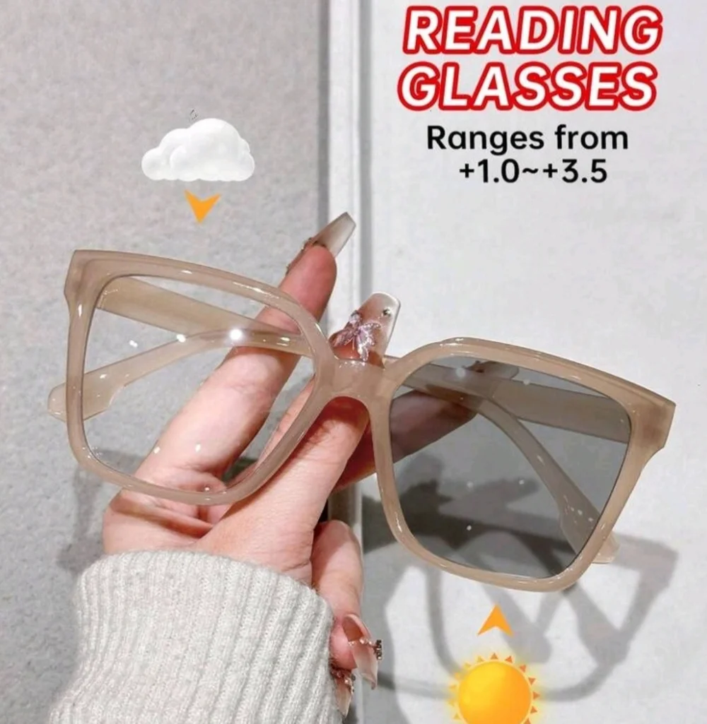 NEW Tan Oversize Fashion Transitional Reading (1.00) Glasses